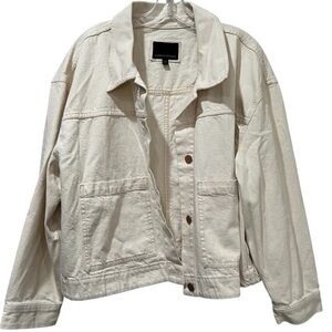 Banana Republic XXL Cream Cropped Long Sleeve Denim Jean Jacket A7
